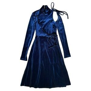 Versace Jeans Couture Navy Long Sleeve Faux Wrap Dress, US0